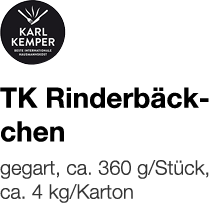   TK Rinderbäckchen    gegart, ca  360 g Stück, ca  4 kg Karton 