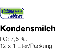   Kondensmilch    FG: 7,5 %, 12 x 1 Liter Packung 