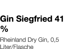   Gin Siegfried 41 %    Rheinland Dry Gin, 0,5 Liter Flasche 