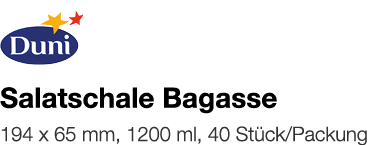   Salatschale Bagasse    194 x 65 mm, 1200 ml, 40 Stück Packung 