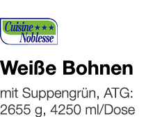   Weiße Bohnen    mit Suppengrün, ATG: 2655 g, 4250 ml Dose 