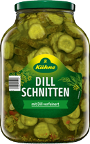 Unsere Dillschnitten: knackige Gurkenscheiben in einem kräuter-würzigen Aufguss mit Dill und Paprika 2 650-ml-Glas