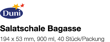   Salatschale Bagasse    194 x 53 mm, 900 ml, 40 Stück Packung 