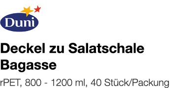   Deckel zu Salatschale Bagasse    rPET, 800 - 1200 ml, 40 Stück Packung 