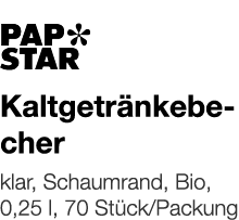   Kaltgetränkebecher    klar, Schaumrand, Bio, 0,25 l, 70 Stück Packung 