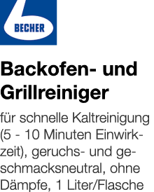   Backofen- und Grillreiniger    für schnelle Kaltreinigung (5 - 10 Minuten Einwirkzeit), geruchs- und geschmacksneut   