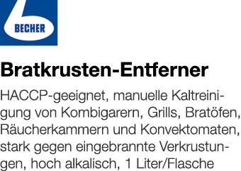   Bratkrusten-Entferner    HACCP-geeignet, manuelle Kaltreinigung von Kombigarern, Grills, Bratöfen, Räucherkammern u   