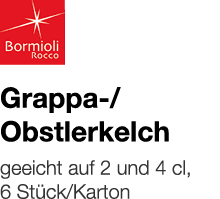   Grappa-  Obstlerkelch    geeicht auf 2 und 4 cl, 6 Stück Karton 